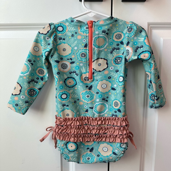 Ruffle Butts Island Dream One Piece Rash Guard (Size 18-24 Months) - Picture 2 of 4